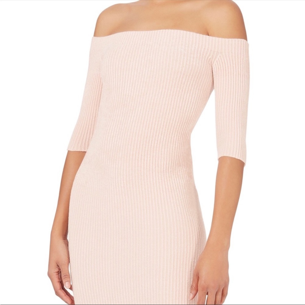 Helmut Lang Velveteen Off Shoulder Dress Pink